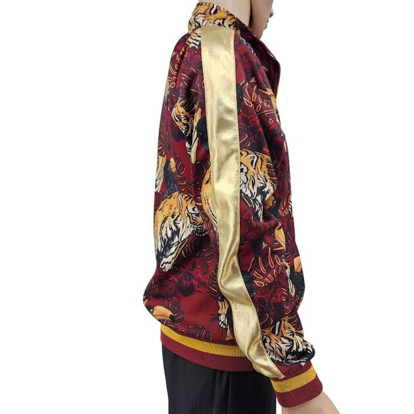 G-Style Tiger & Toucan Print Track Jacket With Gold Stripes, Men's Medium - Picture 3 of 9